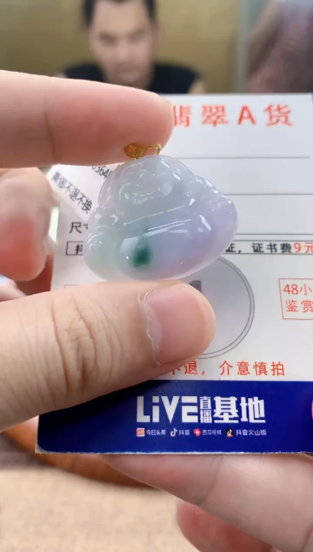 颈饰18K金镶嵌翡翠天然A货翡翠挂件