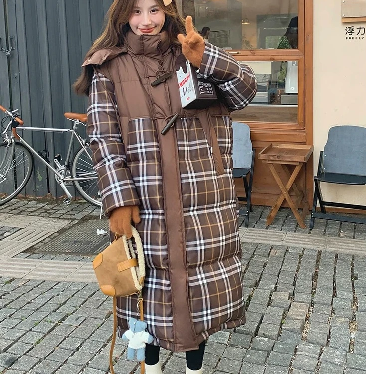 2025商场正品连帽运动款格子经典羽绒服