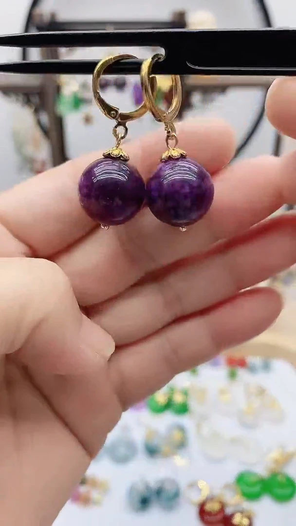 14K金镶嵌苏纪石（舒俱来）耳饰172