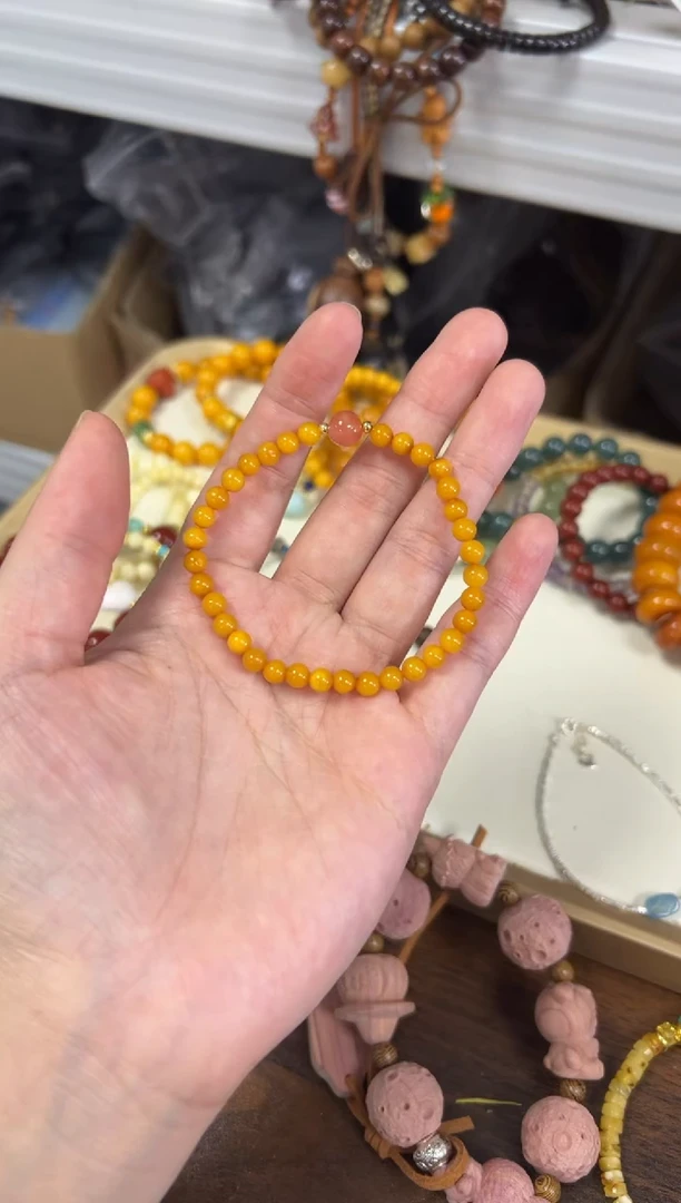 未镶嵌蜜蜡手链满蜜蜜蜡南红顶珠款手链[2903]