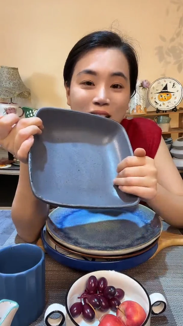 瓷片8英寸复古方碗 微瑕介意勿拍