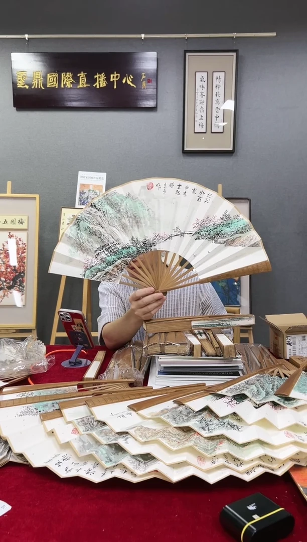 国画0**78号玄无扇子山水