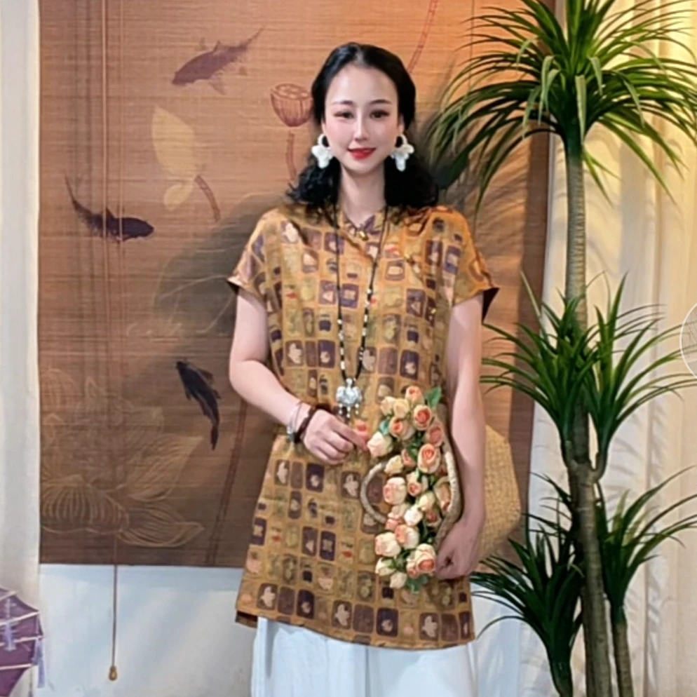 572新品高货遮肉显瘦新中式国风百搭气质香云纱中袍