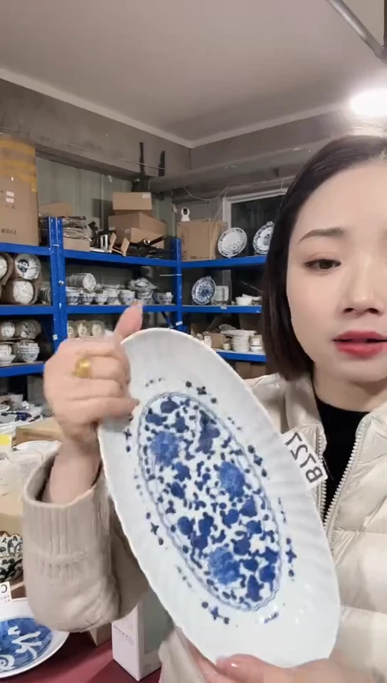 【闪购商品】瓷片日本进口瓷器29cm鱼盘B727