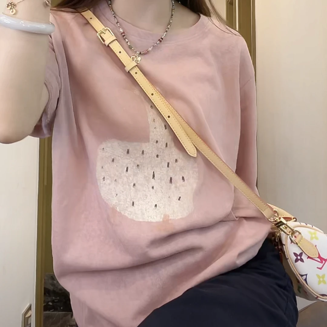 韩版设计感休闲大鹅显瘦短袖T恤女2025夏季新款百搭时尚减龄上衣