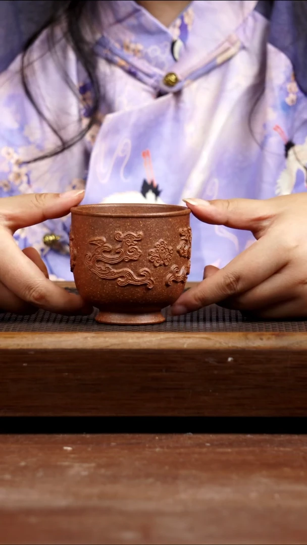 茶壶紫砂龙骨金砂凤杯150CC