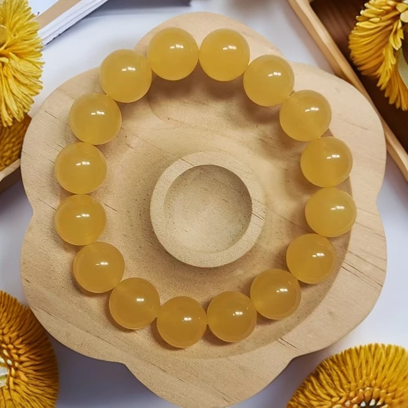 品质甄选14mm冰油黄珠子手串