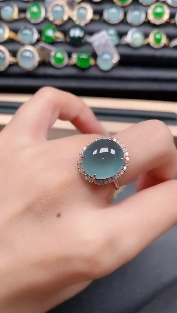 翡翠戒指银S925镶嵌111111