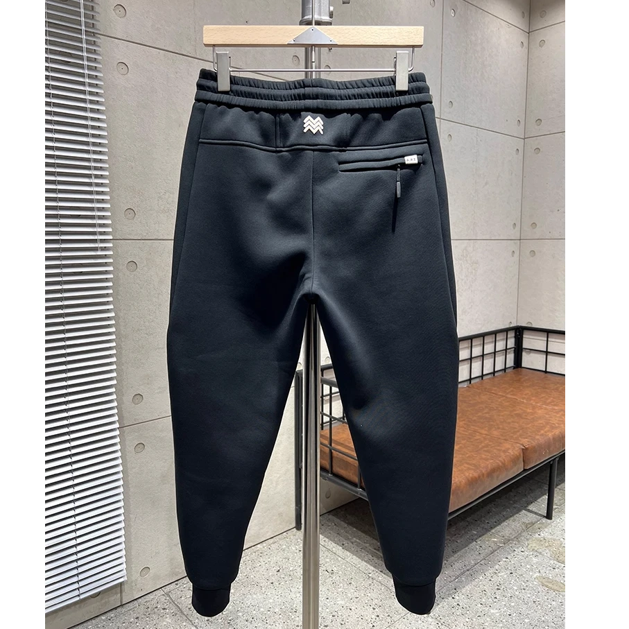 秋冬常规潮牌运动卫裤男潮流束脚修身刺绣抽绳黑色百搭小脚休闲裤