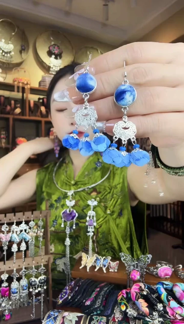 刺绣非遗刺绣纯手工耳环