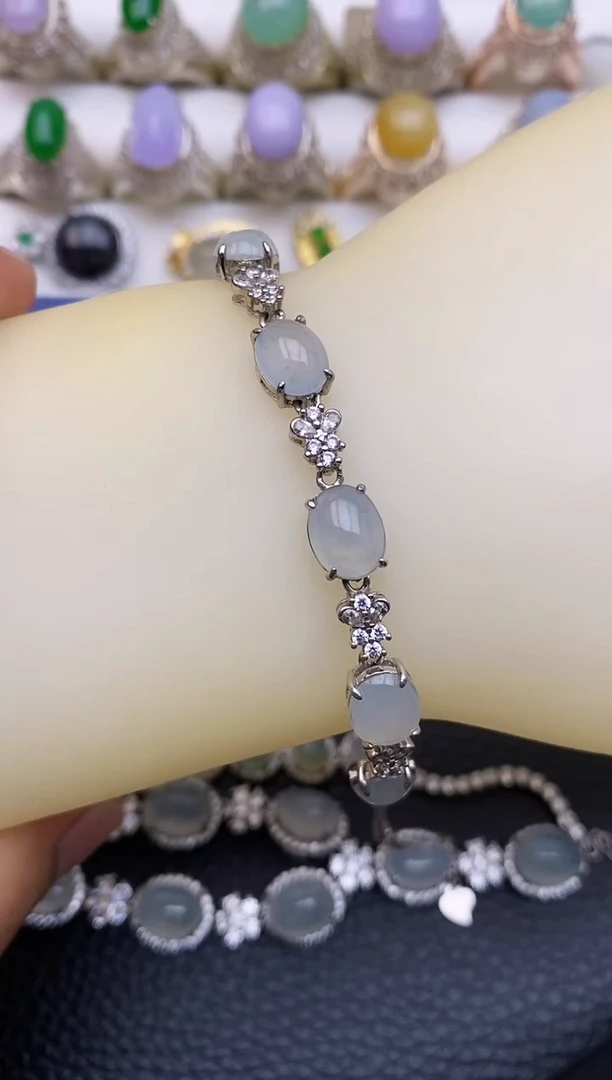 银S925镶嵌手链翡翠3338