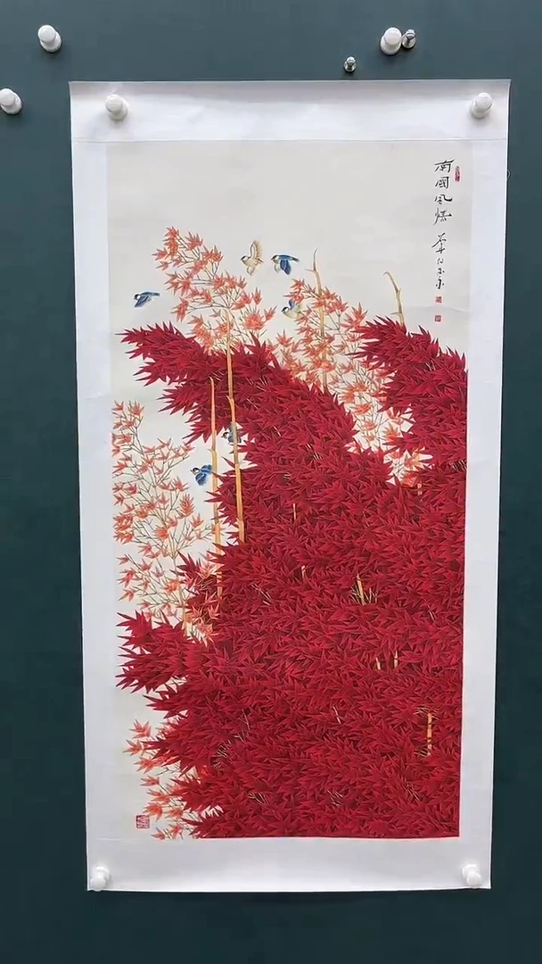 国画刘用华-8平尺-花鸟-带书