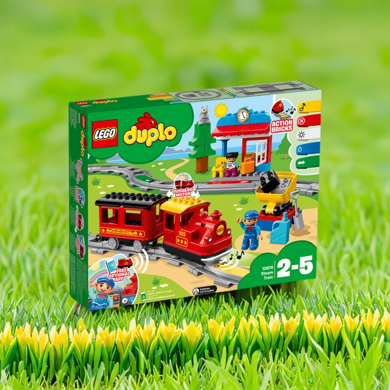 LEGO乐高积木德宝10874得宝系列10874智能蒸汽火车1盒大颗粒玩具
