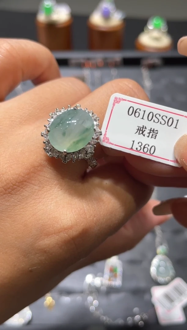 翡翠戒指银S925镶嵌0610SS01
