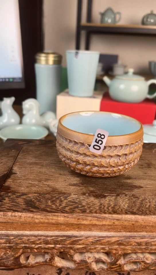杯058号天青重工禅定杯瑕品裸发