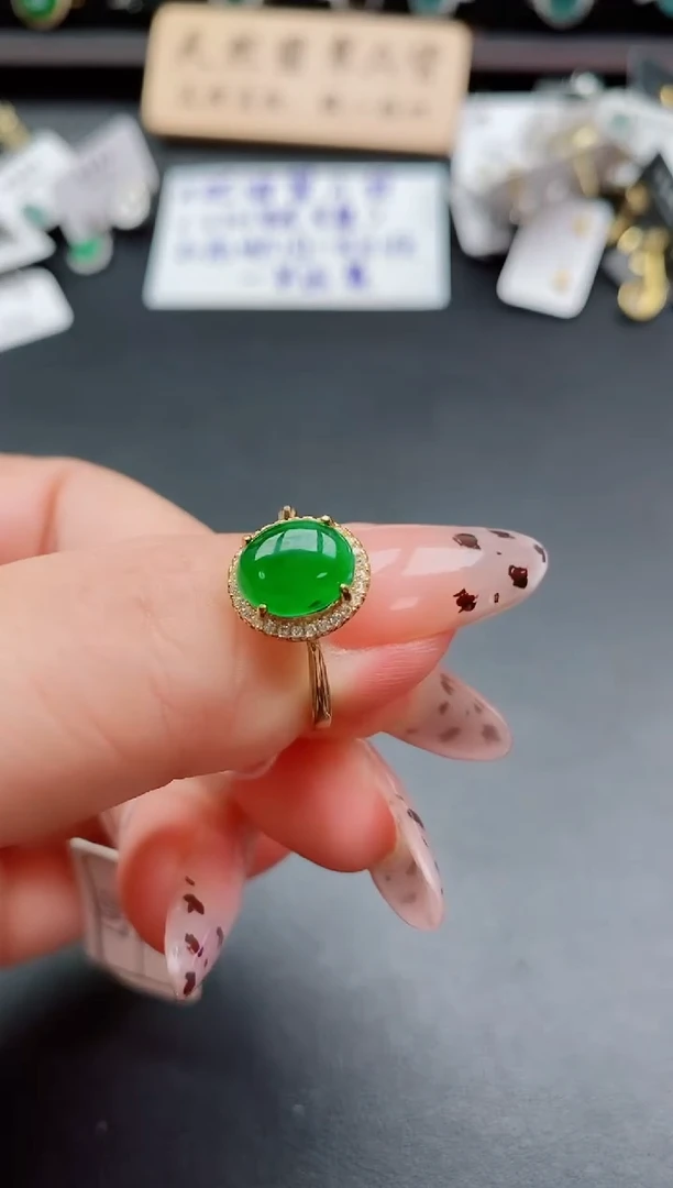 银S925镶嵌戒指翡翠1