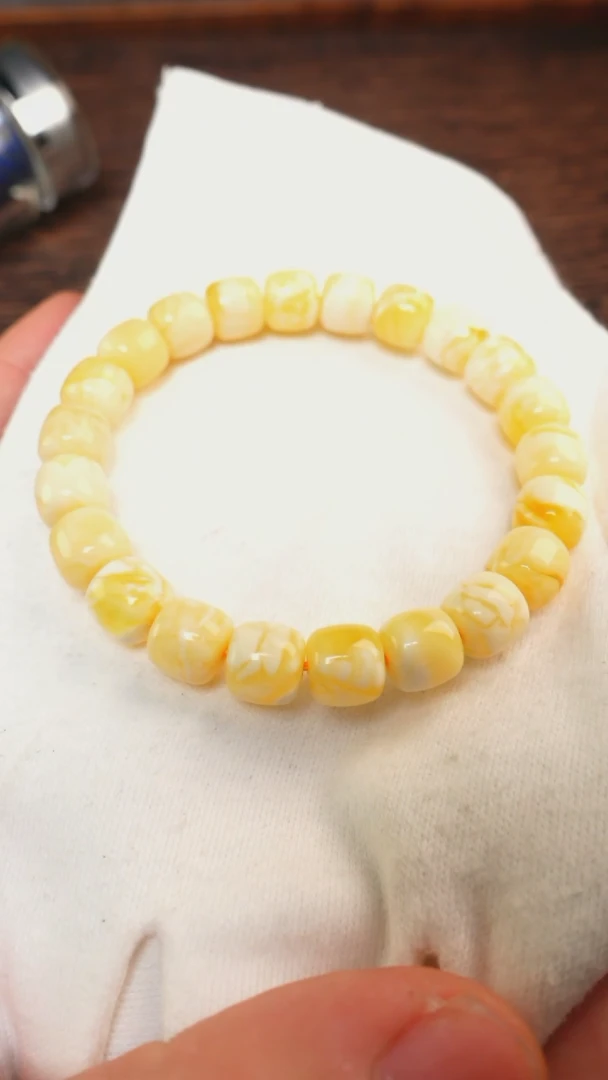 【闪购商品】蜜蜡手链未镶嵌2549/9.5mm黑金手串