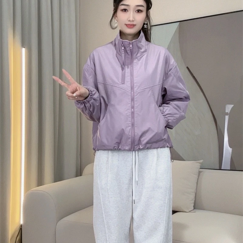 学院风时尚立领女装冲锋衣外套25年春季新款宽松大码小个子外套