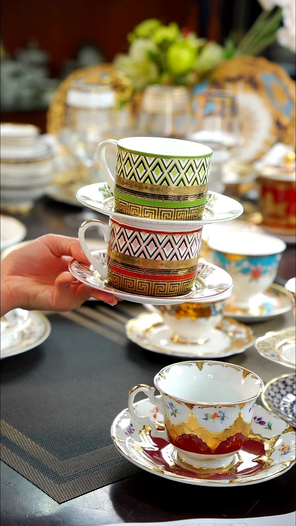 瓷片混搭咖啡杯碟 各1套