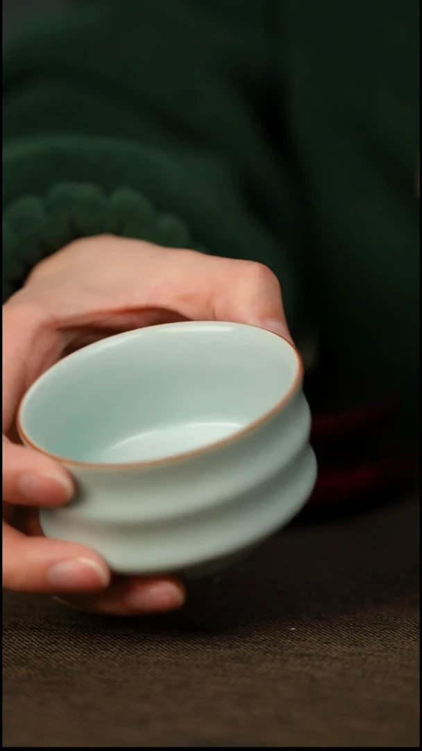 微微瑕 竹节杯 无底款