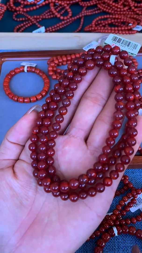 未镶嵌手串南红玛瑙N48凉山瓦西料牛血红6mm多圈