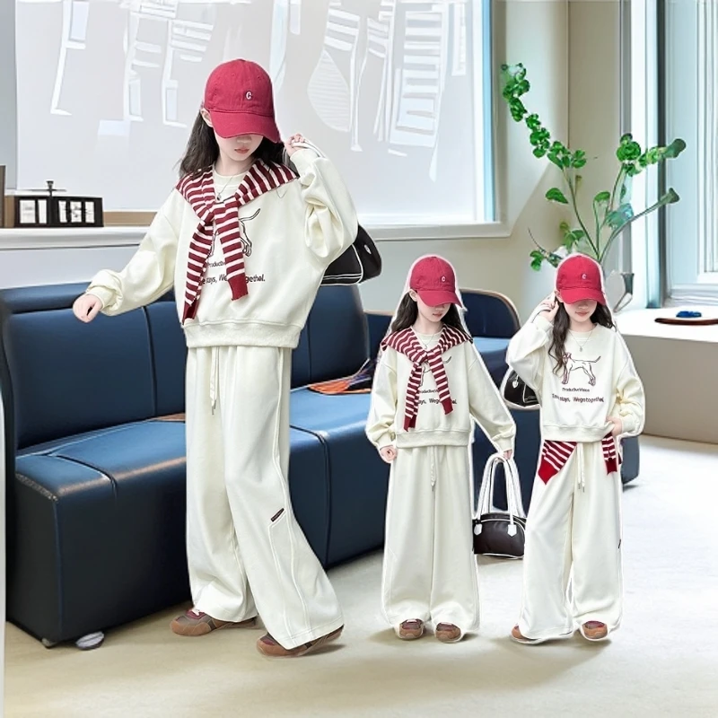 女童春秋套装2025新款女孩披肩两件套儿童秋季卡通卫衣中大童休闲