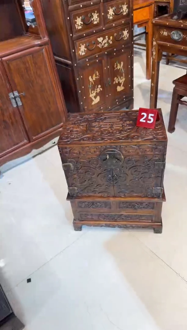 木雕刻三抽屉官箱3380.8888