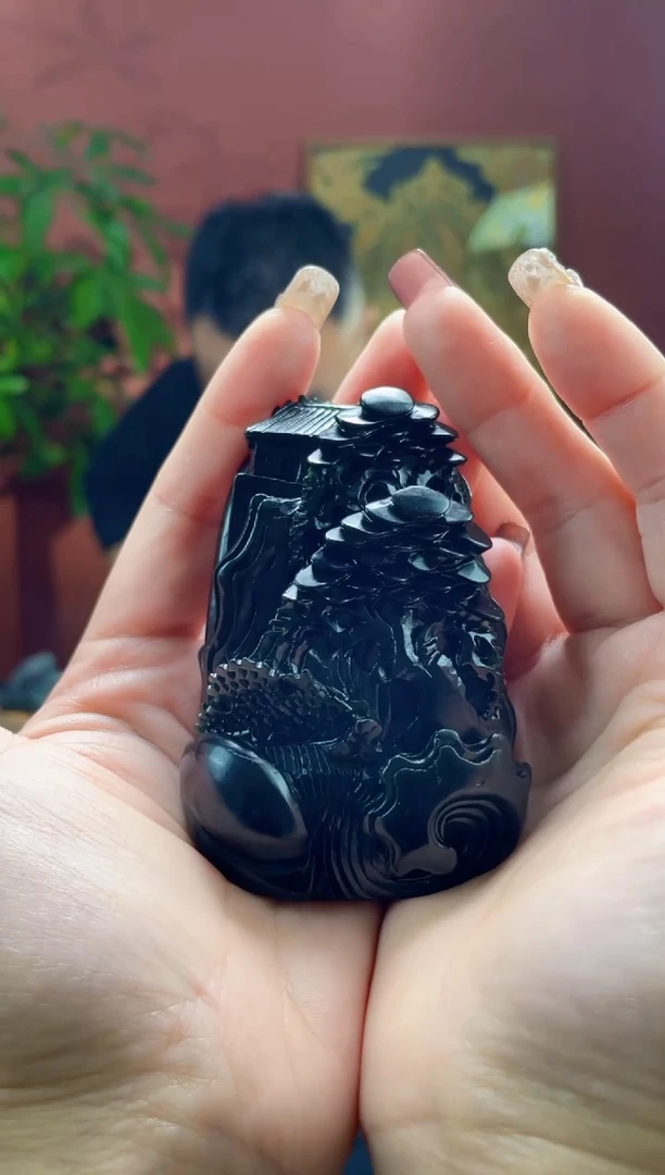 未镶嵌和田玉把件山水手把2