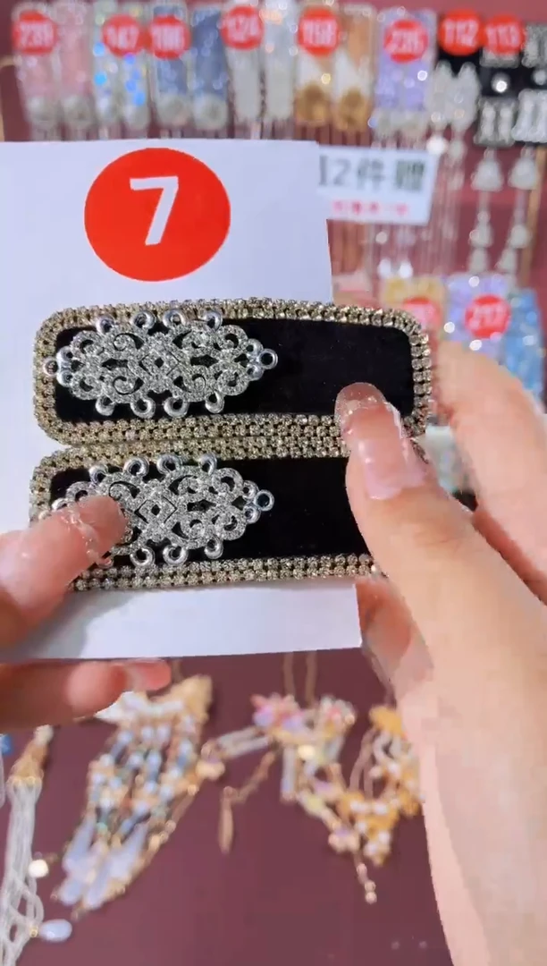 仿水晶锌合金7原创重工发夹1对