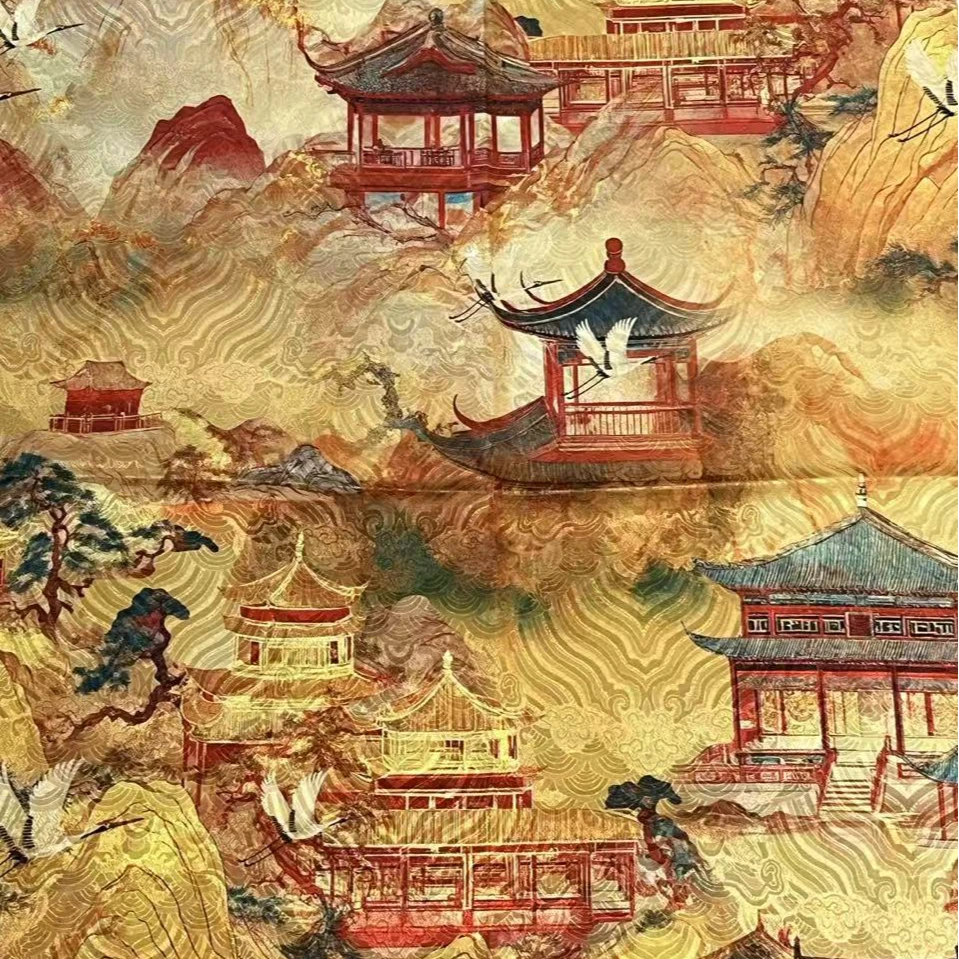 （金鳞阁）国风双面70*180左右方巾