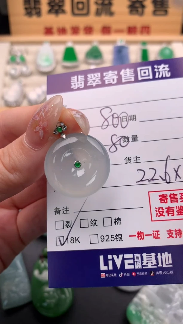 翡翠18K金镶嵌颈饰10134732