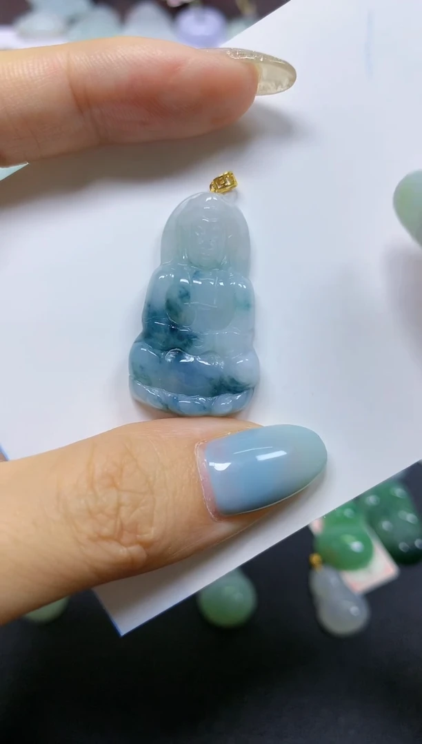 翡翠18K金镶嵌颈饰天然翡翠A货