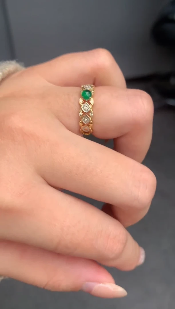 【闪购商品】祖母绿戒指18K金镶嵌0.2ct祖母绿
