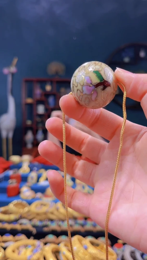 【闪购商品】景泰蓝3.0大珠+链子米黄色