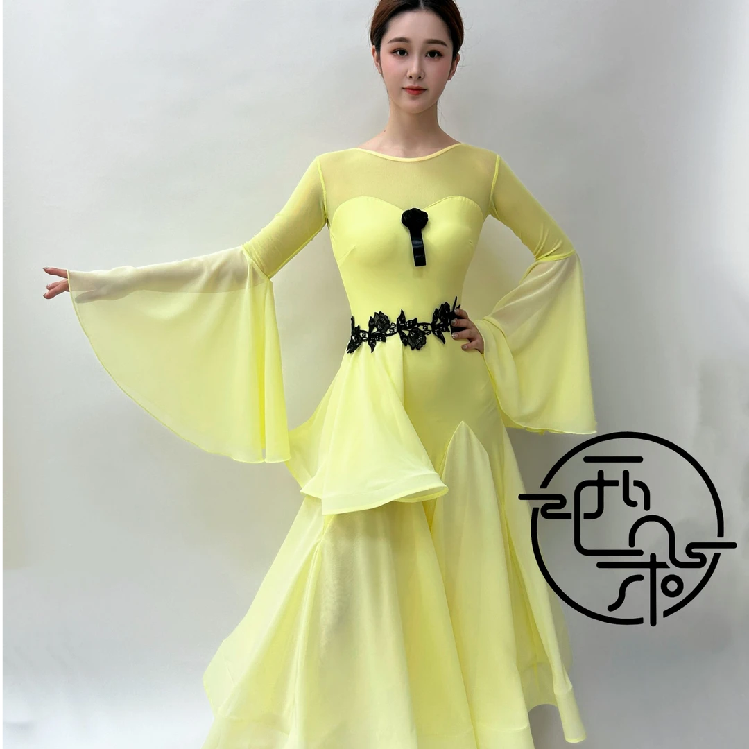 西朵舞服摩登舞大裙摆温柔仙女款露背表演群艺考服XD514