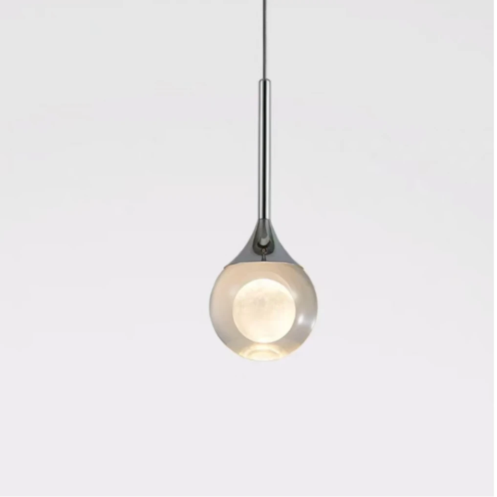 轻奢简约小吊灯床头背景卧室灯个性北欧水晶灯长线小吊主卧新款