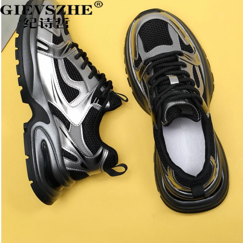 纪诗哲橡胶发泡时尚百搭厚底老爹鞋男夏青少年夏季透气网面老爹鞋