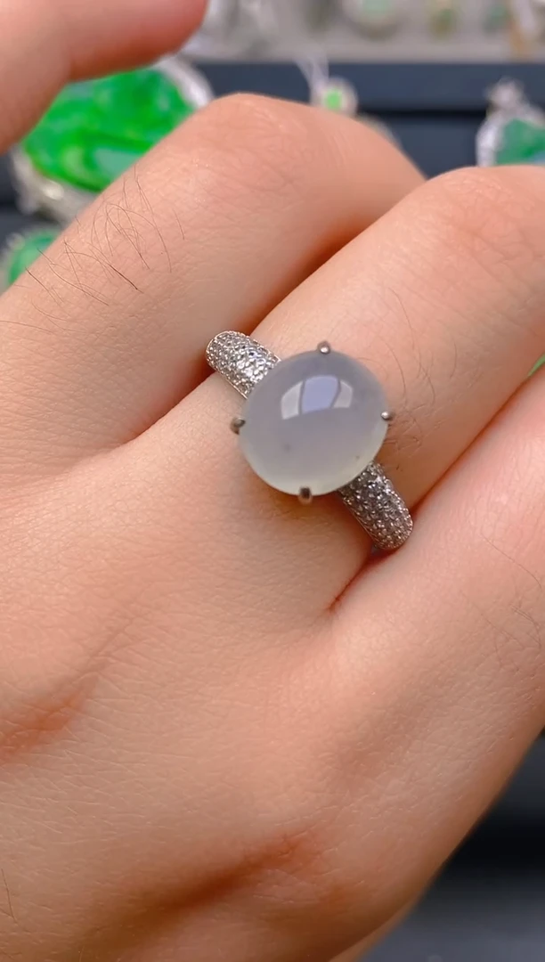 【闪购商品】翡翠戒指银S925镶嵌天然A货翡翠1