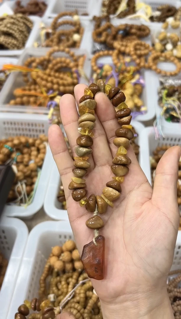 蜜蜡吊坠(赠链)未镶嵌diy库克 小石头 设计款 手持【多样发1】