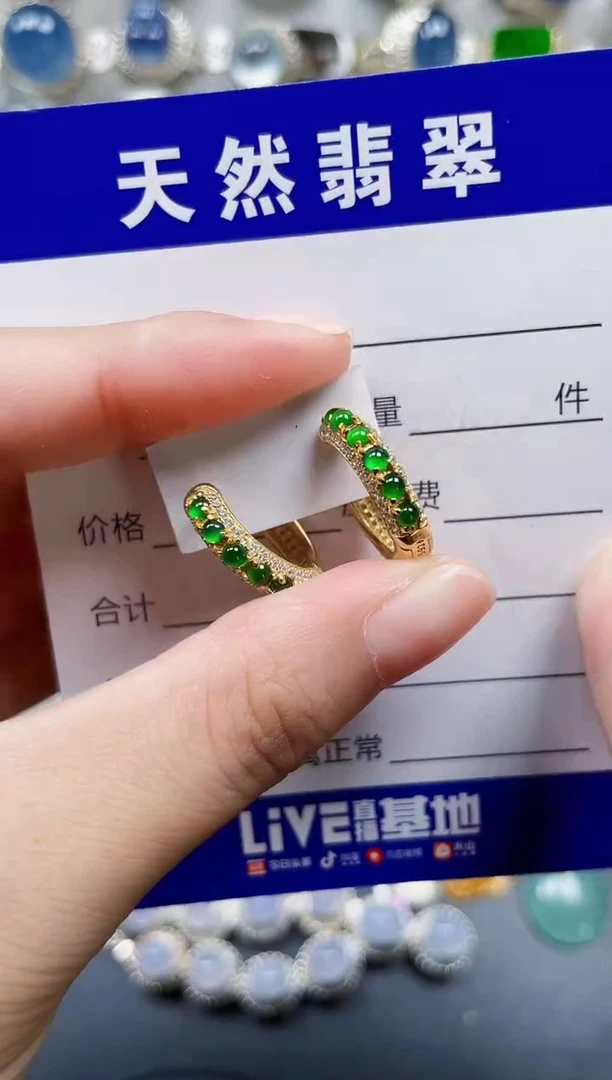 银S925镶嵌翡翠耳饰225