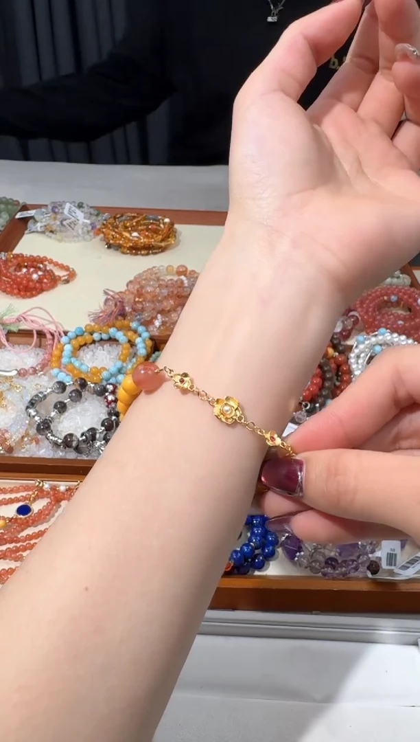 【闪购商品】琥珀手链银S925镶嵌A015鸡油黄蜜蜡花花链条款