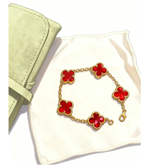 合金手链 3.0V金cnc精工 ZP  四叶五花轻奢百搭款手链  顶版