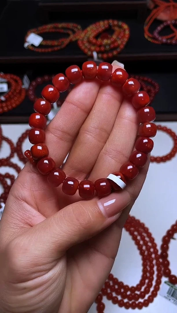 手串未镶嵌南红玛瑙9mm瓦西收藏级牛血红老型单圈N04