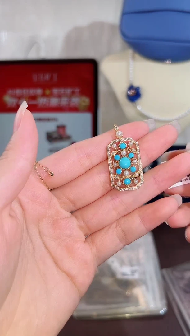 18K金镶嵌绿松石颈饰BN16468#-Y#36