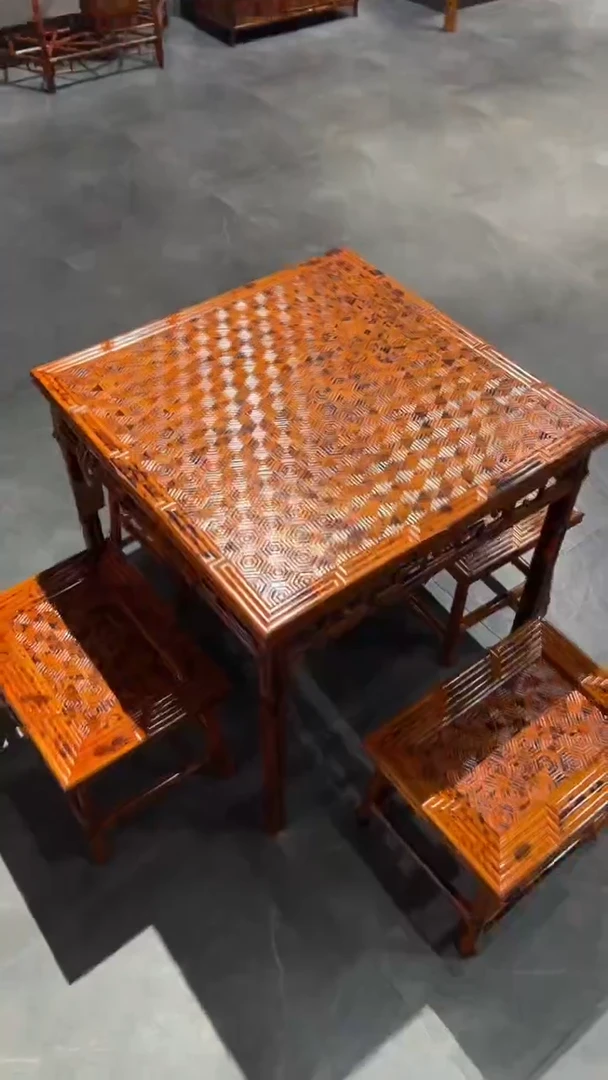 竹湘妃竹茶桌一桌四凳