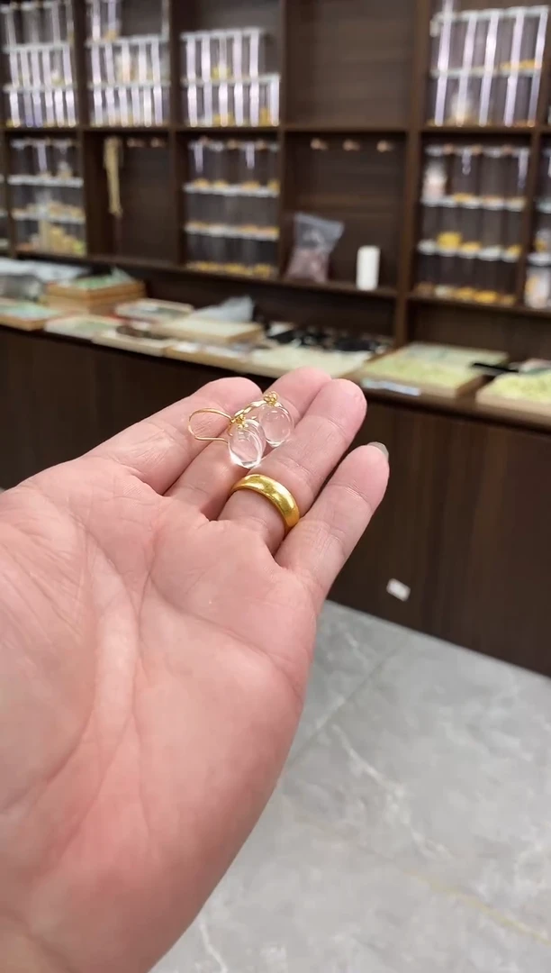 银S925镶嵌珠宝半成品水晶011水晶爱心耳饰
