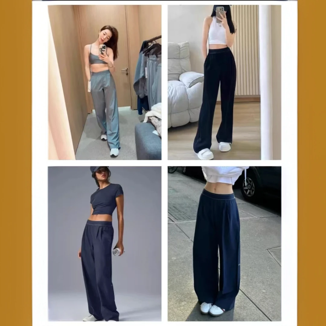 潮牌字母宽松垂感直筒长裤女款夏季户外速干裤子女