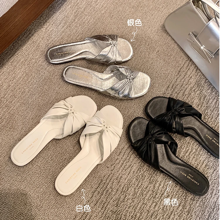 【苏茵茵】清迈夏日~方头一字结平底拖鞋女凉拖鞋外穿夏季E5114007