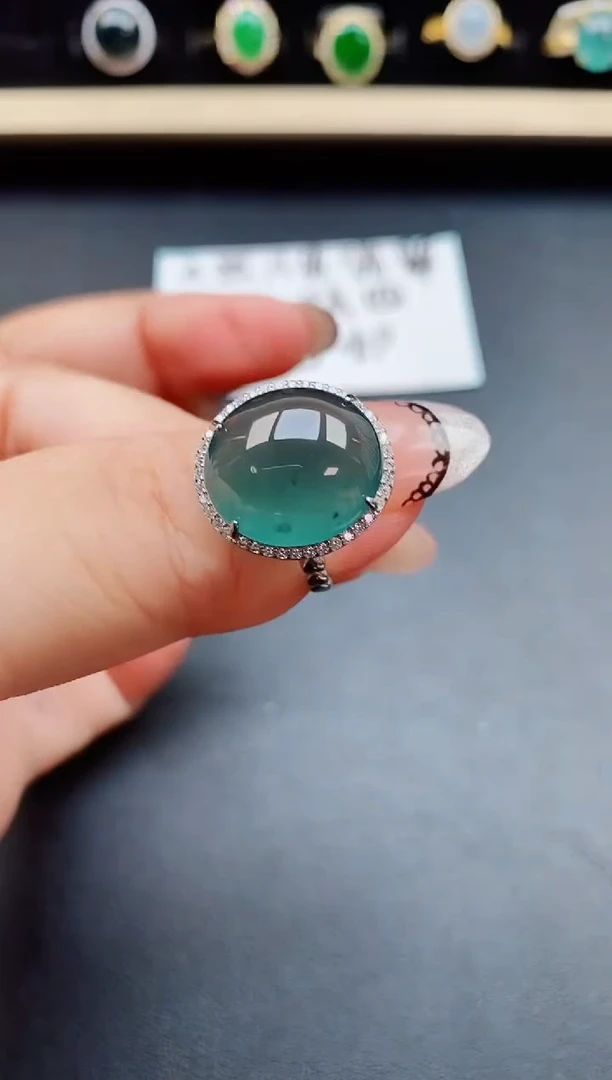 翡翠戒指银S925镶嵌87850