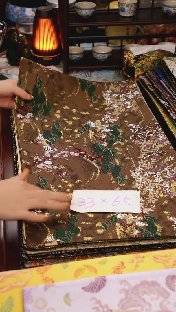 【微瑕西阵织世外桃源双面】中国风干泡织锦茶席26*50